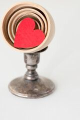 hand painted red hearts with wooden objects