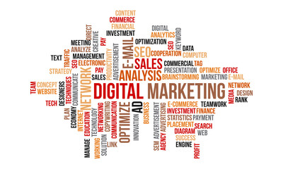 Business Concept, Digital Marketing Word Cloud Vector Template