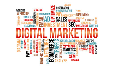 Business Concept, Digital Marketing Word Cloud Vector Template