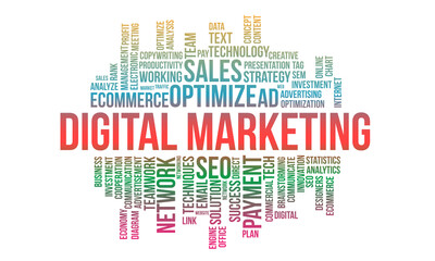 Business Concept, Digital Marketing Word Cloud Vector Template