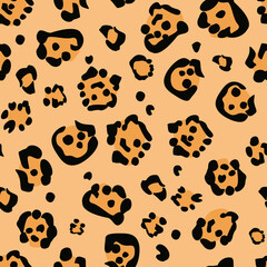 Seamless pattern with animal print. Mammalian fur. Camouflage of predators cheetah, leopard, jaguar. Background for printing. Vector illustration.