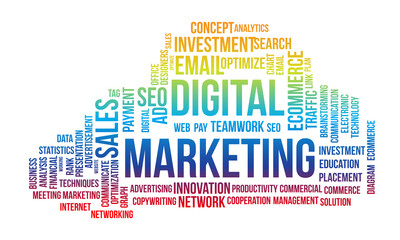 Fototapeta premium Business Concept, Digital Marketing Word Cloud Vector Template