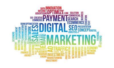 Business Concept, Digital Marketing Word Cloud Vector Template