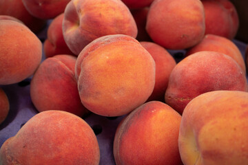 Fresh Organic Peaches at a Farmers Market in California