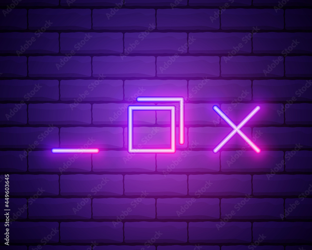 Aufkleber neon light. browser window icon. internet page symbol. website empty template sign. glowing graphic 