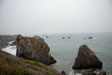 Seascape of Rocky shores of the Pacific Ocean on California's Sonoma Coast
