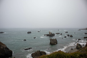 Seascape of Rocky shores of the Pacific Ocean on California's Sonoma Coast