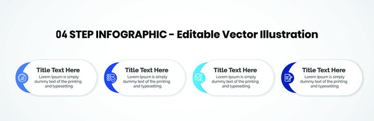 4 Steps Infographics Design Template - Graph, Pie chart, workflow layout, cycling diagram, brochure, report, presentation, web design. Editable Vector illustration