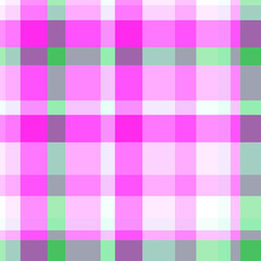 Seamless repeat Watermelon inspired pink and green tartan plaid pattern