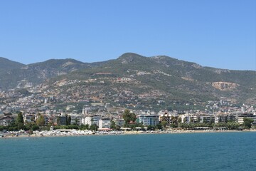 Panorama of Alanya city in Turkey.