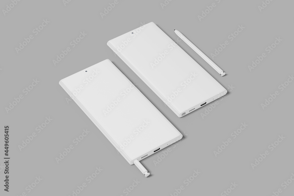 Poster realistic smartphone mockup. cellphone frame with blank display isolated templates, phone different 