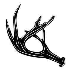 Black deer horn, cartoon isolated on white background, vector illustration for design and decor, Halloween