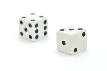 Playing cubes on a white background