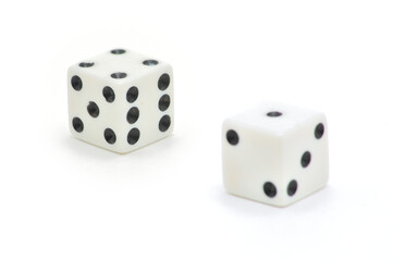 Playing cubes on a white background