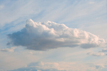 summer sky with abstract white fluffy cloud in day sunlight