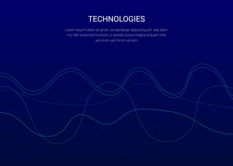 Abstract wavy lines on blue background