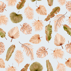 summer floral and leaves seamless pattern