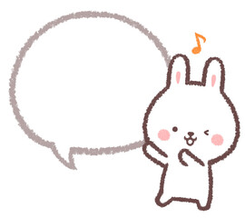 踊るうさぎと線画フキダシ