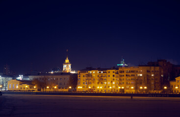 Fototapeta na wymiar Yekaterinburg skyline at night time. Yekaterinburg. Russia