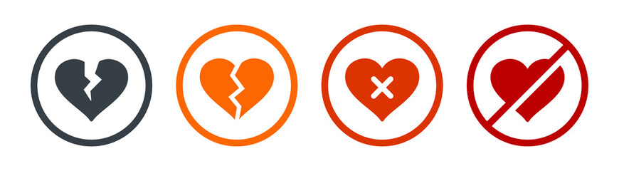 Broken heart icon shape. Divorce symbol - obrazy, fototapety, plakaty