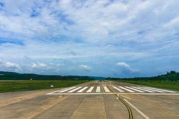 Airport Runway on a cloudy day.  Caticlan Airport new Boracay, Philippines.