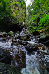 Naklejka na ściany i meble Waterfall in the Atlantic Forest biome, in the Três Picos National Park. Rio de Janeiro, Brazil.