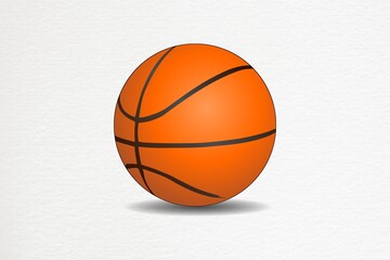 basketball with orange color and stripes around.  used to play games