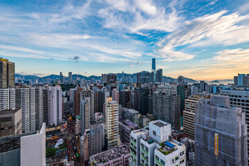 Fototapeta premium Central area of Hong Kong cityscape at dusk.