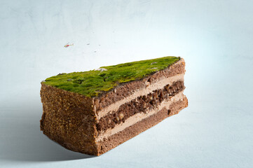 Green landscape on top of cake