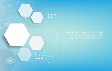 Vector hexagon technology blue wallpaper.abstract geometric technology