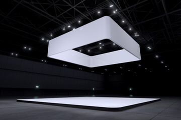 Exhibition stand for mockup and Corporate identity,Display design.Empty booth Design.Retail booth elements in Exhibition hall.booth Design trade show.Blank Booth system of Graphic Resources.3d render.