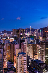 Fototapeta na wymiar Central area of Hong Kong cityscape at magic hour.