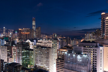 Fototapeta na wymiar Central area of Hong Kong cityscape at magic hour.