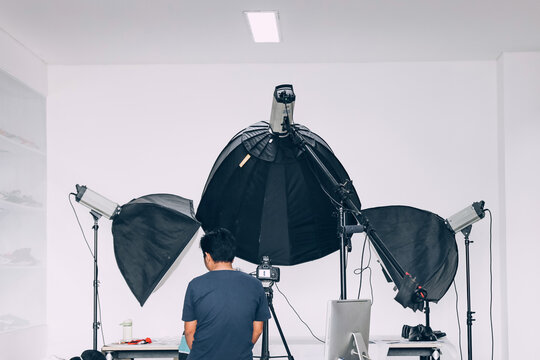 Behind The Scene Of Photoshoot With Studio Lighting Set