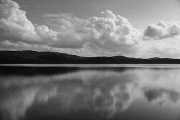 Fototapeta premium A large lake on a cloudy, summers day