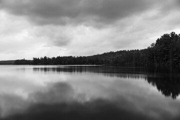 A large lake on a cloudy, summers day