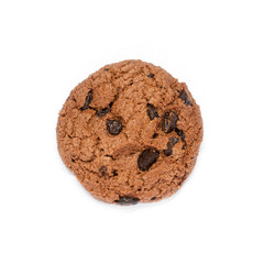 Closed up of delicious homemade chocolate cookie or biscuit piece on white background
