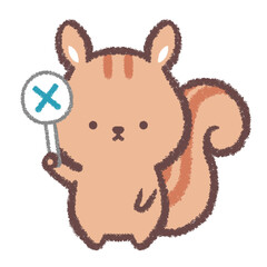 不正解札を持つリス