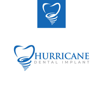 hurricane dental implant logo,  abstract tornado as screw tooth vector