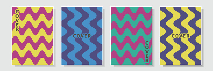 Obraz premium wavy retro color style cover template design set collection background vector graphic
