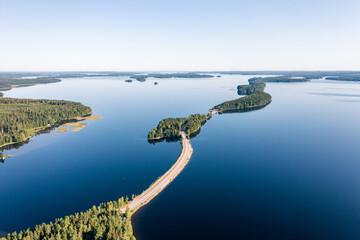 Pulkkilanharju ridge road between lakes in Päijänne National Park, Finland