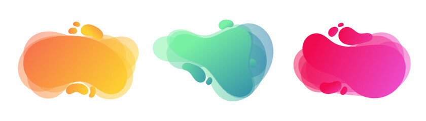 Geometric liquid colorful abstract shapes set. Modern design isolated white background. Can use for background on website or mobile apps. Template ready for use in web or print design, card, template