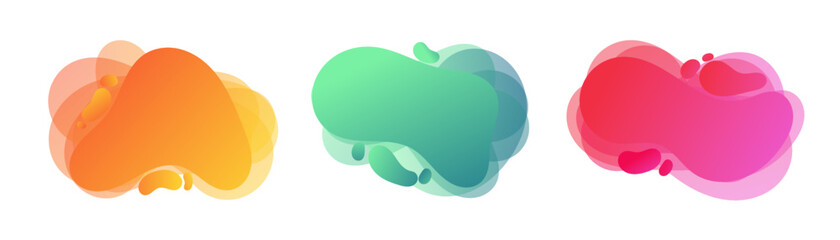 Geometric liquid colorful abstract shapes set. Modern design isolated white background. Can use for background on website or mobile apps. Template ready for use in web or print design, card, template