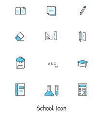 education and school icon for web apps or mobile app, Set vector icons in flat design education.