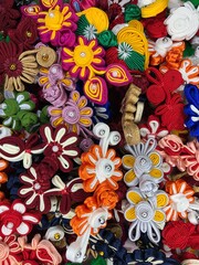 Naklejka premium DIY crafts for knitting fabric buttons at home asian cloth buttons hobbies to do at home