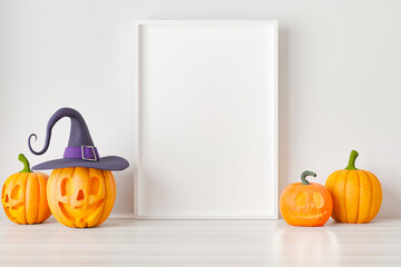 Mockup poster and photoframe with Halloween festival decoration