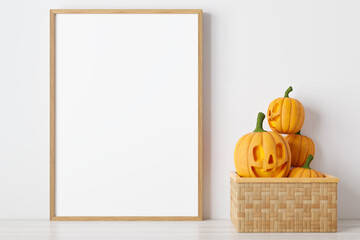 Mockup poster and photoframe with Halloween festival decoration