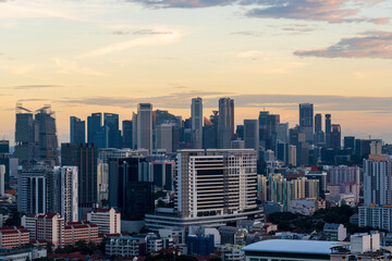 Singapore skyline at sunset time.