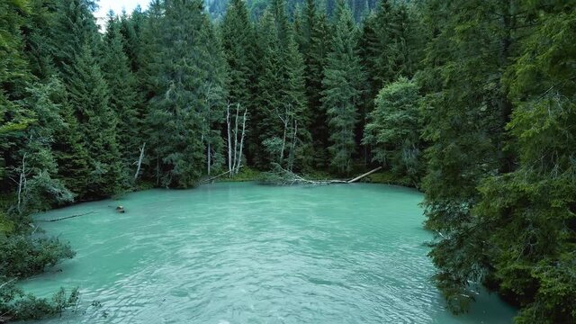 Aerial Drone - Summer Panorama of The Turquoise Lake of Amola