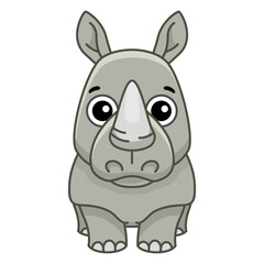 Zoo animal for children coloring book. Funny rhino in a cartoon style. Trace the dots and color the picture